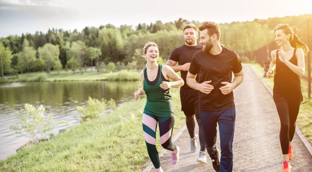 group running on trail