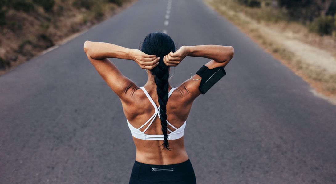 woman prepping for run