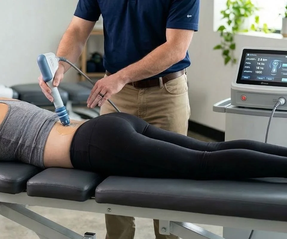 Targeted shockwave treatment to the elbow
